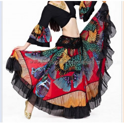 Jupe de danse orientale grande ampleur tons rouge