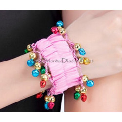 Bracelet de danse orientale à grelots rose clair