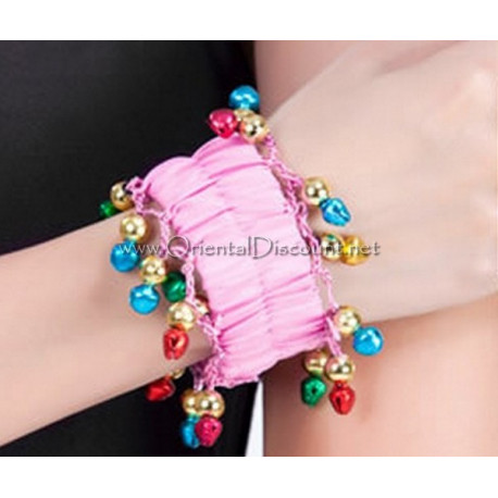 Bracelet de danse orientale à grelots rose clair