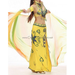 Costume de danse orientale 4 pièces jaune