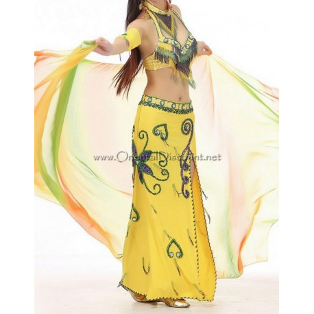 Costume de danse orientale 4 pièces jaune