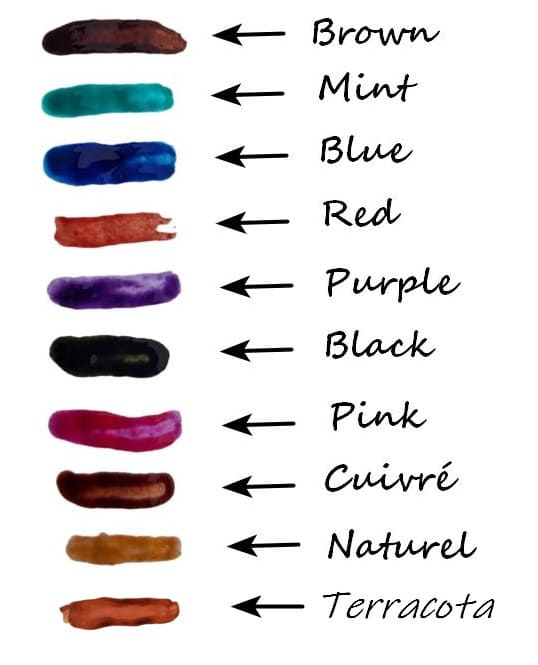 liste des couleur existante coloration pour les ongles au henné