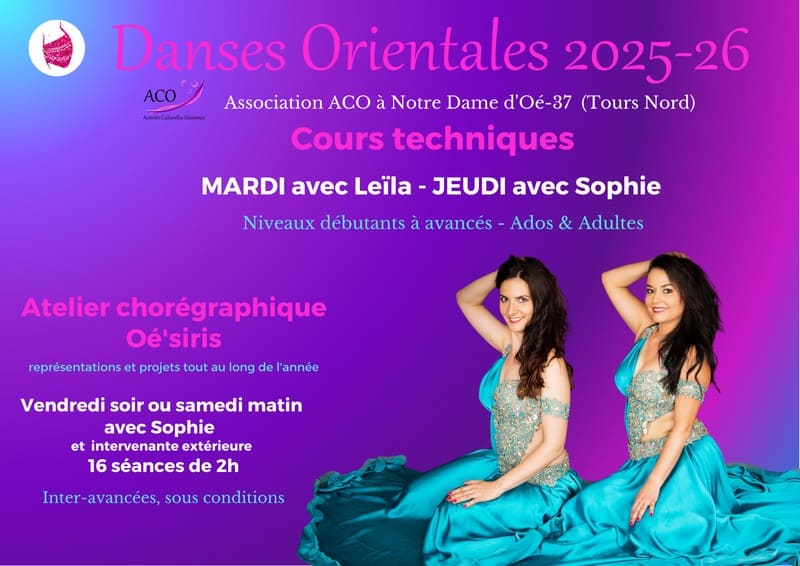 cours de danse orientale Aco notre dame d'oé vert Tours flyer