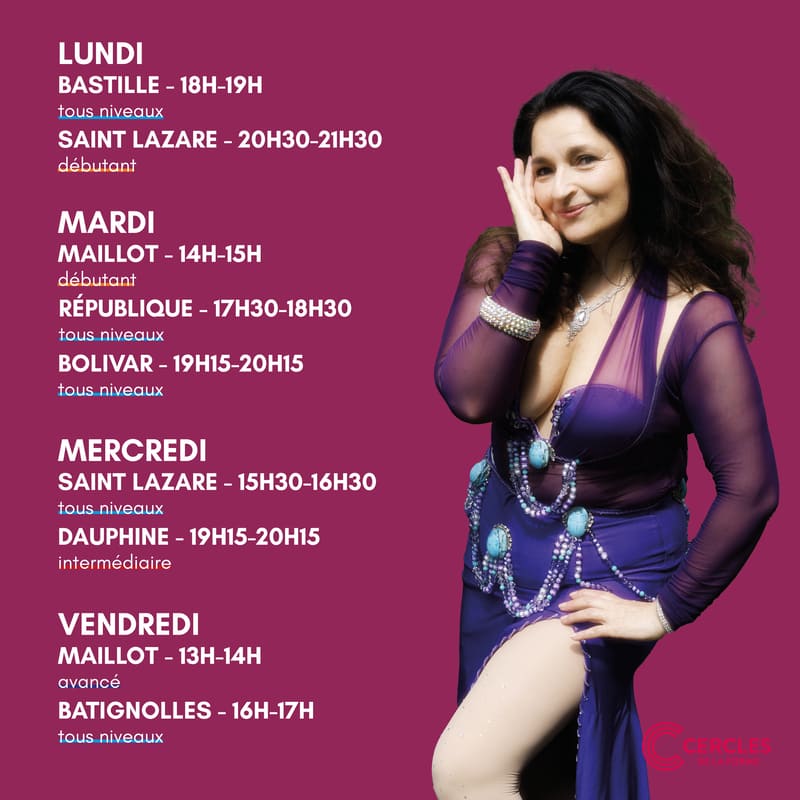 planning des cours de danse orientale a paris avec djamila