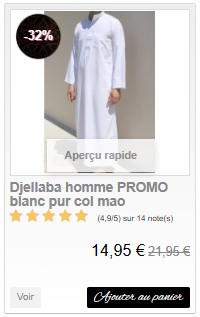 Qamis blanc col haut pas cher