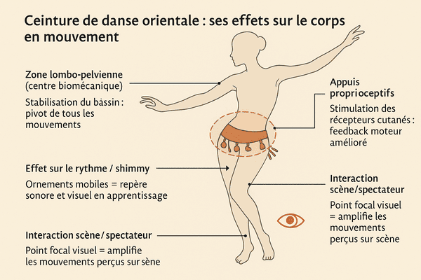 Infographie sur le rôle de la ceinture de danse orientale dans le mouvement