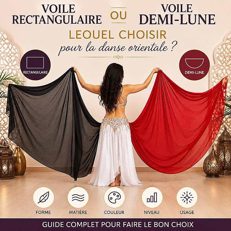 Voile rectangulaire ou voile demi-lune : lequel choisir pour la danse orientale