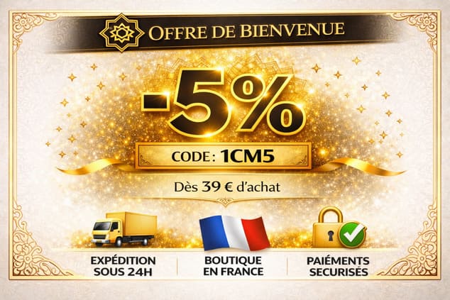 Offre de bienvenue -5 % dès 39 € d’achat avec le code 1CM5 – Oriental Discount