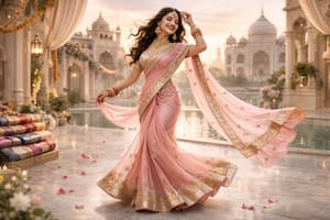 Sari indien femme rose elegant avec voile pour mariage ou celebration