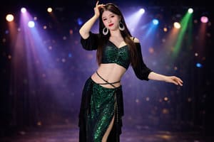 Tenue semi professionnelle de danse orientale brillante pour scene et spectacle