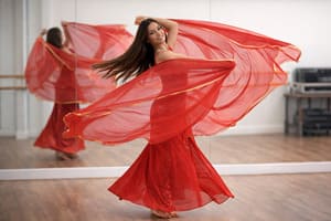 Voile de danse orientale rouge fluide pour spectacle et entrainement