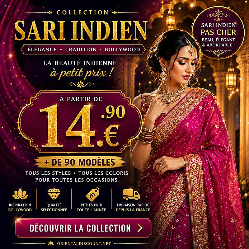 Sari indien pas cher à partir de 14,90 € – collection Bollywood OrientalDiscount