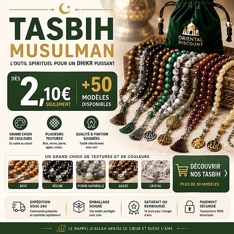 Tasbih musulman pas cher dès 2,10 €, plus de 50 modèles de chapelets pour le dhikr